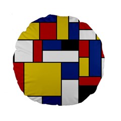 Mondrian Geometric Art Standard 15  Premium Round Cushions by KayCordingly