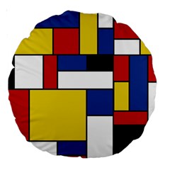 Mondrian Geometric Art Large 18  Premium Round Cushions by KayCordingly