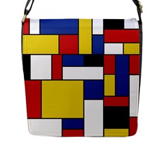 Mondrian Geometric Art Flap Closure Messenger Bag (l) by KayCordingly