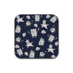 Doodle Bob Pattern Rubber Coaster (square)  by Valentinaart