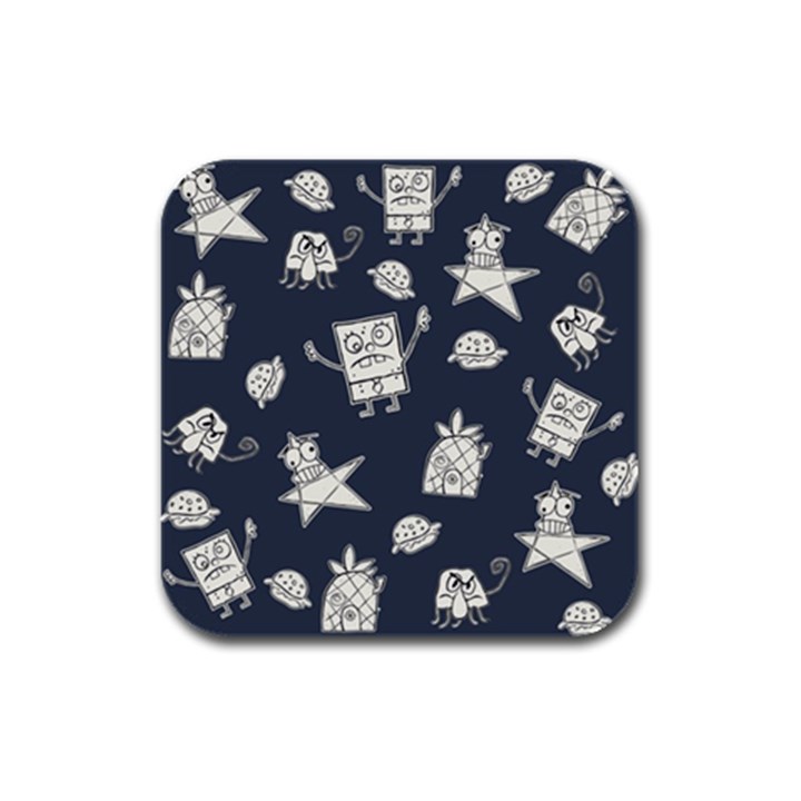 Doodle Bob Pattern Rubber Square Coaster (4 pack) 