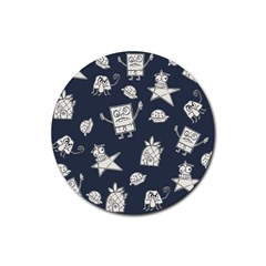 Doodle Bob Pattern Rubber Coaster (round)  by Valentinaart