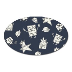 Doodle Bob Pattern Oval Magnet