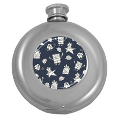 Doodle Bob Pattern Round Hip Flask (5 oz)