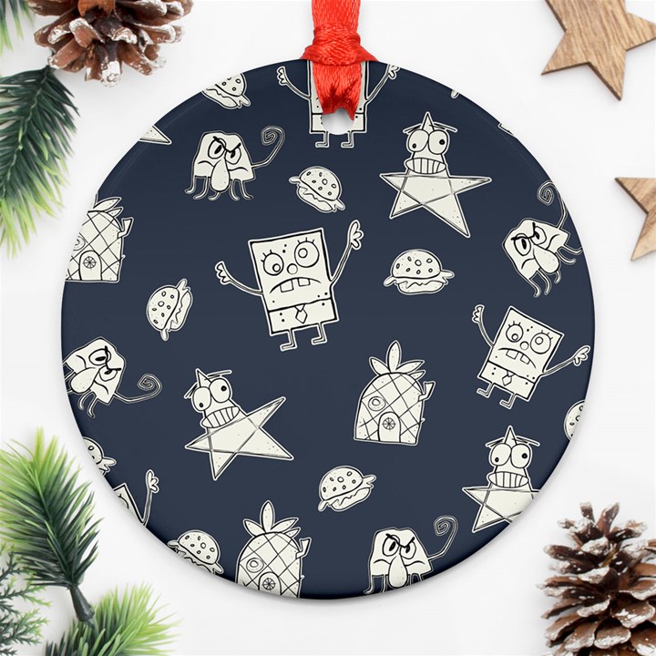 Doodle Bob Pattern Round Ornament (Two Sides)