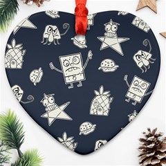 Doodle Bob Pattern Heart Ornament (Two Sides)