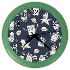 Doodle Bob Pattern Color Wall Clock