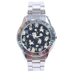 Doodle Bob Pattern Stainless Steel Analogue Watch