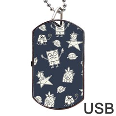 Doodle Bob Pattern Dog Tag Usb Flash (one Side) by Valentinaart