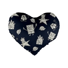 Doodle Bob Pattern Standard 16  Premium Heart Shape Cushions