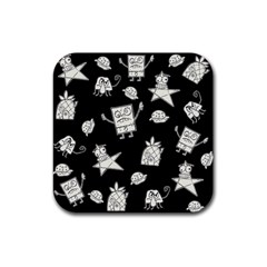 Doodle Bob Pattern Rubber Coaster (square)  by Valentinaart