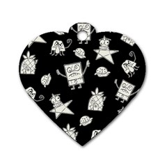 Doodle Bob Pattern Dog Tag Heart (one Side) by Valentinaart