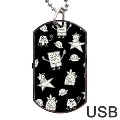 Doodle Bob Pattern Dog Tag Usb Flash (one Side) by Valentinaart