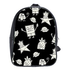 Doodle Bob Pattern School Bag (xl) by Valentinaart