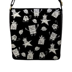 Doodle Bob Pattern Flap Closure Messenger Bag (l) by Valentinaart