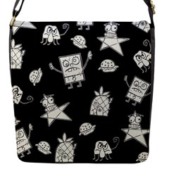 Doodle Bob Pattern Flap Closure Messenger Bag (s) by Valentinaart