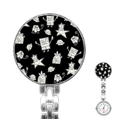 Doodle Bob Pattern Stainless Steel Nurses Watch by Valentinaart