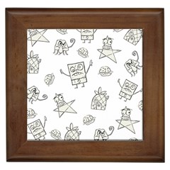 Doodle Bob Pattern Framed Tiles by Valentinaart