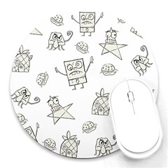 Doodle Bob Pattern Round Mousepads by Valentinaart