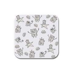 Doodle Bob Pattern Rubber Square Coaster (4 Pack)  by Valentinaart