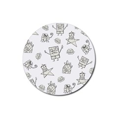 Doodle Bob Pattern Rubber Round Coaster (4 Pack)  by Valentinaart