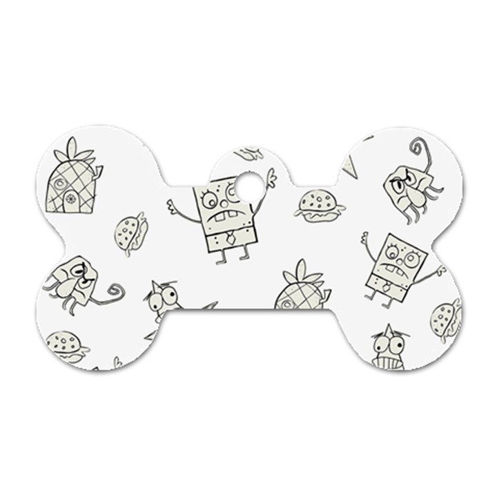 Doodle Bob Pattern Dog Tag Bone (Two Sides)