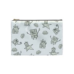 Doodle Bob Pattern Cosmetic Bag (medium) by Valentinaart