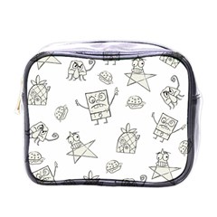 Doodle Bob Pattern Mini Toiletries Bag (one Side) by Valentinaart