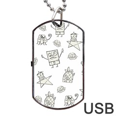 Doodle Bob Pattern Dog Tag Usb Flash (one Side) by Valentinaart