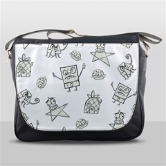 Doodle Bob Pattern Messenger Bag by Valentinaart