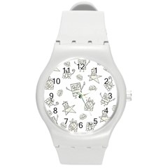 Doodle Bob Pattern Round Plastic Sport Watch (m) by Valentinaart