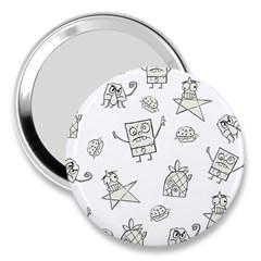 Doodle Bob Pattern 3  Handbag Mirrors by Valentinaart