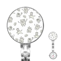 Doodle Bob Pattern Stainless Steel Nurses Watch by Valentinaart