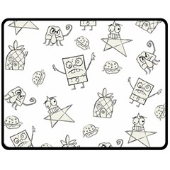 Doodle Bob Pattern Double Sided Fleece Blanket (medium)  by Valentinaart