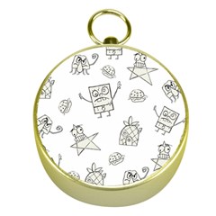 Doodle Bob Pattern Gold Compasses by Valentinaart