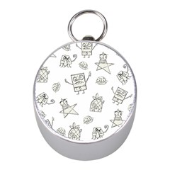 Doodle Bob Pattern Mini Silver Compasses by Valentinaart