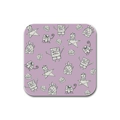 Doodle Bob Pattern Rubber Square Coaster (4 Pack)  by Valentinaart