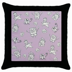 Doodle Bob Pattern Throw Pillow Case (black) by Valentinaart