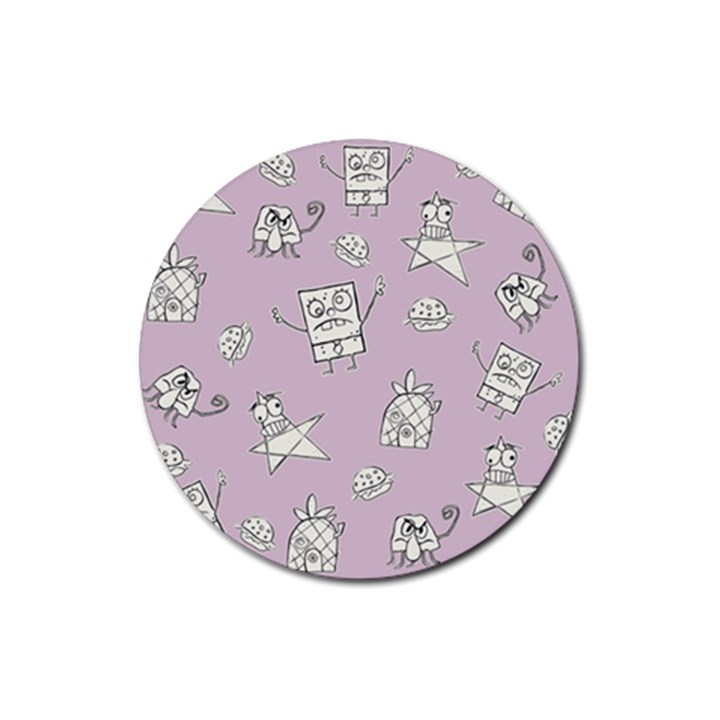 Doodle Bob Pattern Rubber Round Coaster (4 pack) 