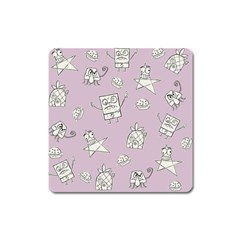 Doodle Bob Pattern Square Magnet