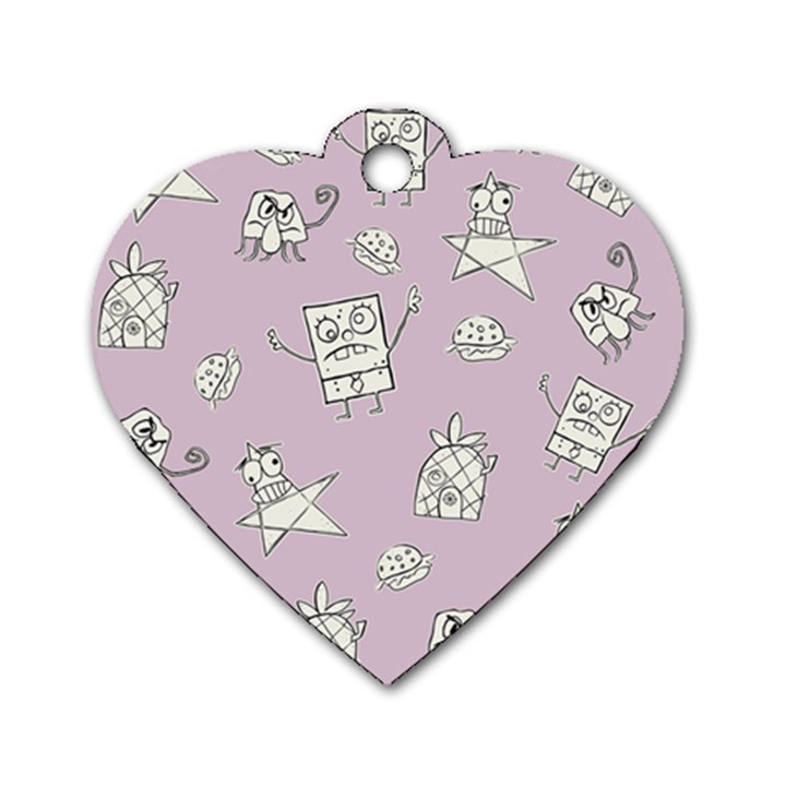 Doodle Bob Pattern Dog Tag Heart (One Side)