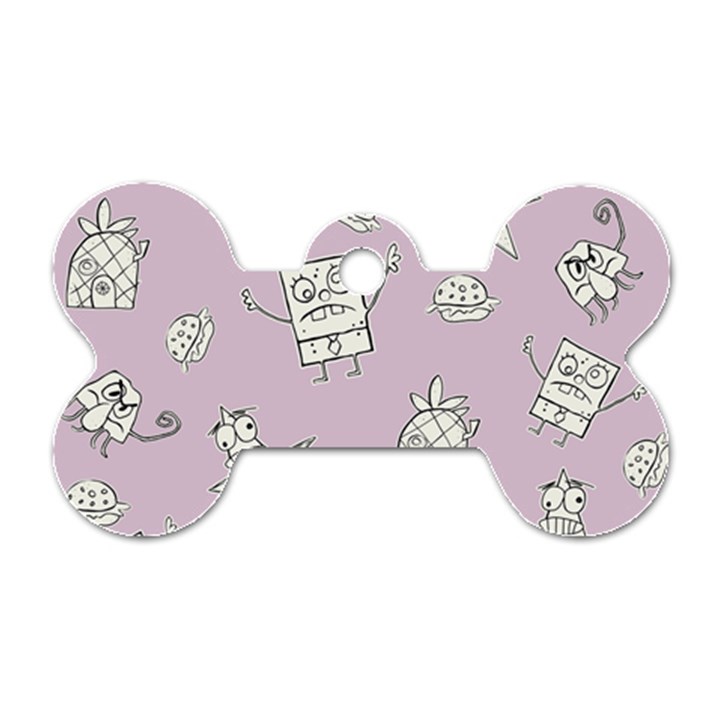 Doodle Bob Pattern Dog Tag Bone (Two Sides)