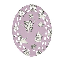 Doodle Bob Pattern Oval Filigree Ornament (two Sides)