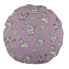 Doodle Bob Pattern Large 18  Premium Flano Round Cushions by Valentinaart