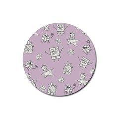 Doodle Bob Pattern Rubber Round Coaster (4 Pack)  by Valentinaart