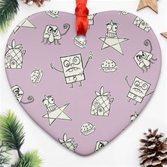 Doodle Bob Pattern Heart Ornament (two Sides) by Valentinaart