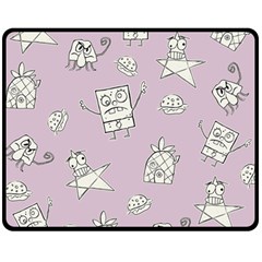 Doodle Bob Pattern Fleece Blanket (medium)  by Valentinaart