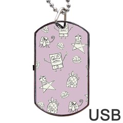 Doodle Bob Pattern Dog Tag Usb Flash (one Side) by Valentinaart