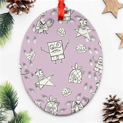 Doodle Bob Pattern Ornament (oval Filigree) by Valentinaart