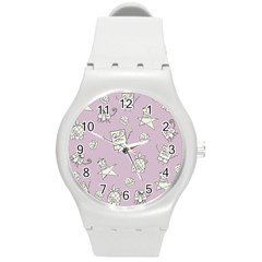 Doodle Bob Pattern Round Plastic Sport Watch (m) by Valentinaart